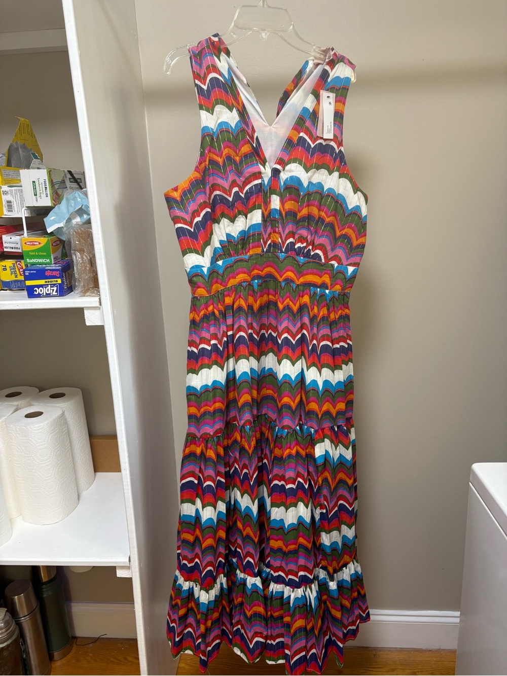 Philosophy Vibrant Multi-Color Chevron Maxi Dress